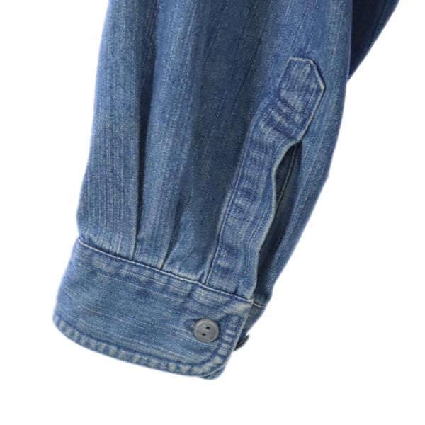 Budweiser バドワイザー リメイク カモフラージュ柄 切替 長袖 デニムシャツ L メンズ