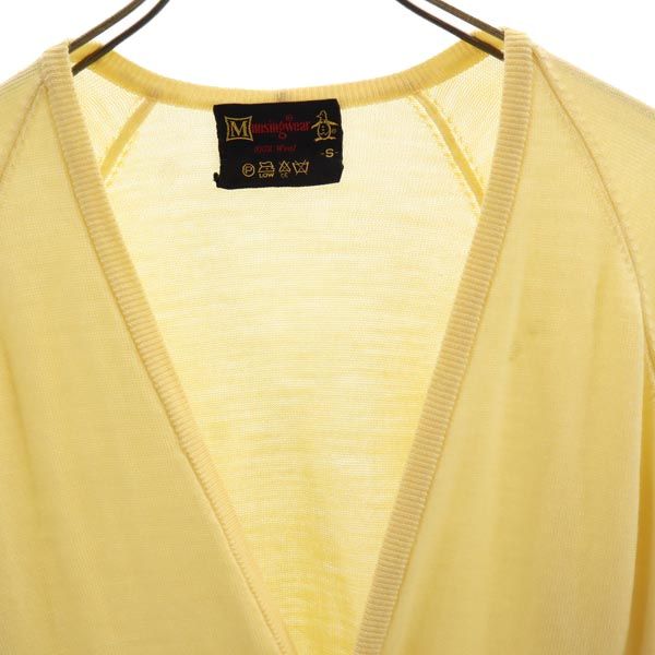 Munsing wear マンシングウェア 長袖 ニット カーディガン S イエロー系 ゴルフ ロゴ メンズ