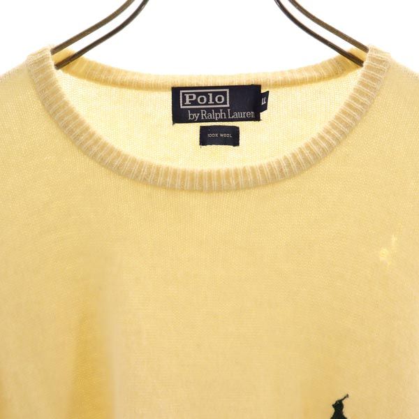 Polo by Ralph Lauren ポロバイラルフローレン ウール100% 長袖 ニット LL ベージュ系 セーター ロゴ メンズ