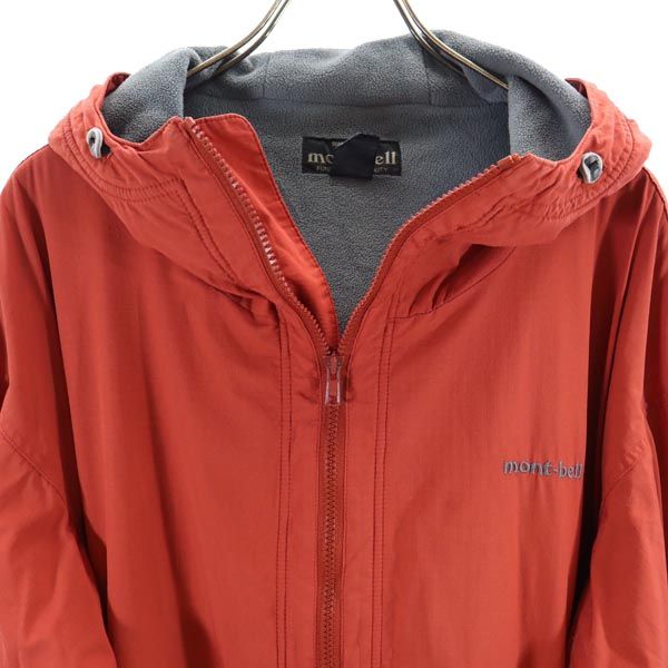 モンベル アウトドアジャケット M オレンジ系 mont-bell ロゴ刺繍 裏フリース メンズ