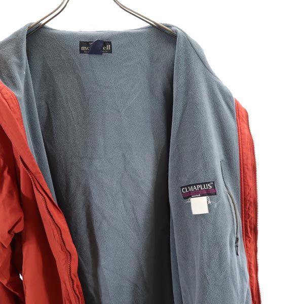 モンベル アウトドアジャケット M オレンジ系 mont-bell ロゴ刺繍 裏フリース メンズ