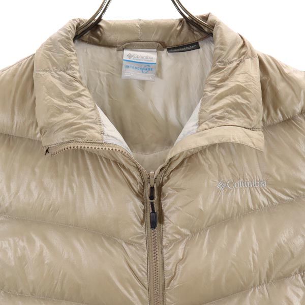 Columbia コロンビア アウトドア ダウンジャケット L ベージュ系 ロゴ刺繍 コンパクトジャケット メンズ