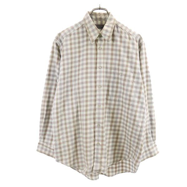Christian Dior クリスチャンディオール 長袖 チェックシャツ M ベージュ系 メンズ