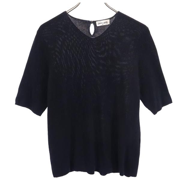 Pierre Cardin ピエールカルダン 半袖 コットン ニット L ブラック せーター カットソー レディース