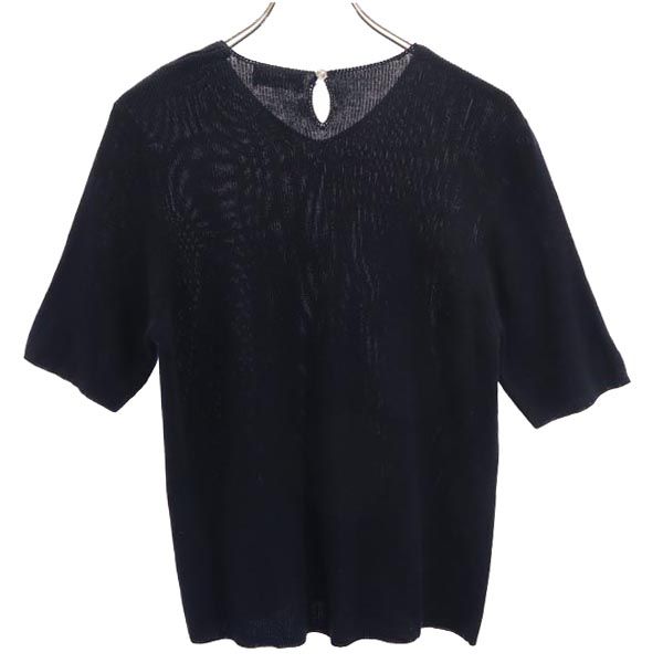 Pierre Cardin ピエールカルダン 半袖 コットン ニット L ブラック せーター カットソー レディース