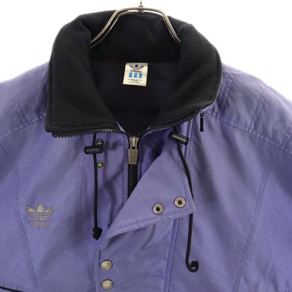 アディダス 80s トレフォイルロゴ デサント製 ヴィンテージ ナイロンジャケット O(98-6) ブルー系 adidas ロゴ メンズ