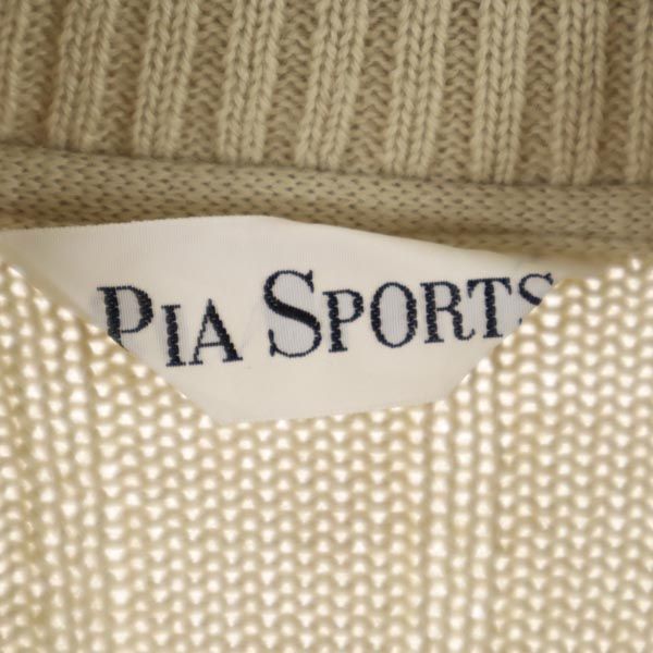 PIA SPORTS ピアスポーツ 日本製 ニット 切替 ハーフジップ ジャケット 4 ブラウン系 刺繍 メンズ