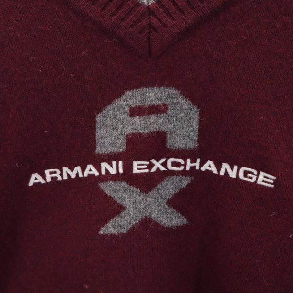 ARMANI EXCHANGE アルマーニエクスチェンジ 長袖 Vネック ニット L パープル系 セーター ロゴ レディース