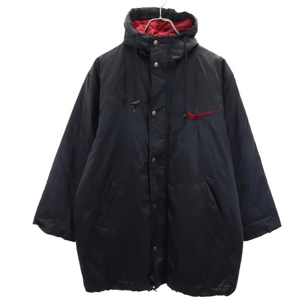 NIKE ナイキ 90s 00s オールド 白タグ バックスウォッシュロゴ 中綿コート L ブラック 白タグ キッズ