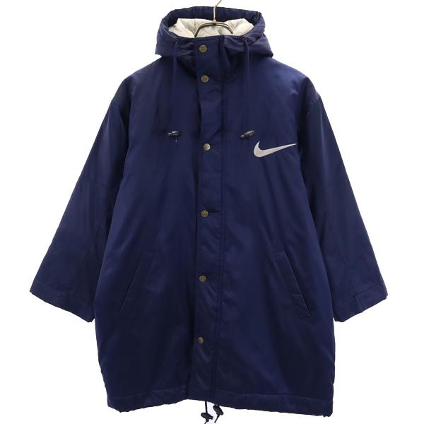 NIKE ナイキ 90s 00s オールド 白タグ バックスウォッシュロゴ 中綿コート M ネイビー 白タグ キッズ