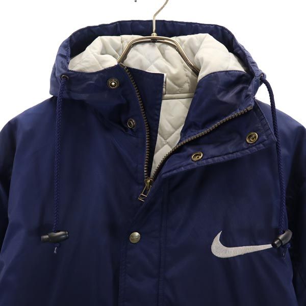 NIKE ナイキ 90s 00s オールド 白タグ バックスウォッシュロゴ 中綿コート M ネイビー 白タグ キッズ