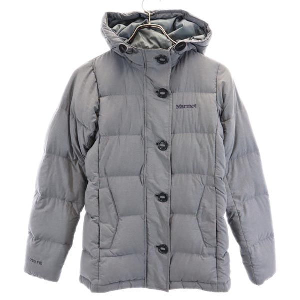 MARMOT マーモット アウトドア ダウンジャケット S グレー系 フード ロゴ レディース