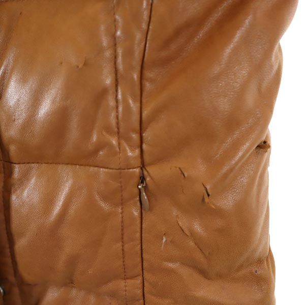 Aquascutum アクアスキュータム 羊革 ラムレザー ダウンジャケット 8F ブラウン レディース