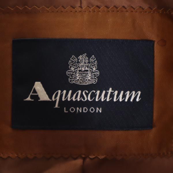 Aquascutum アクアスキュータム 羊革 ラムレザー ダウンジャケット 8F ブラウン レディース