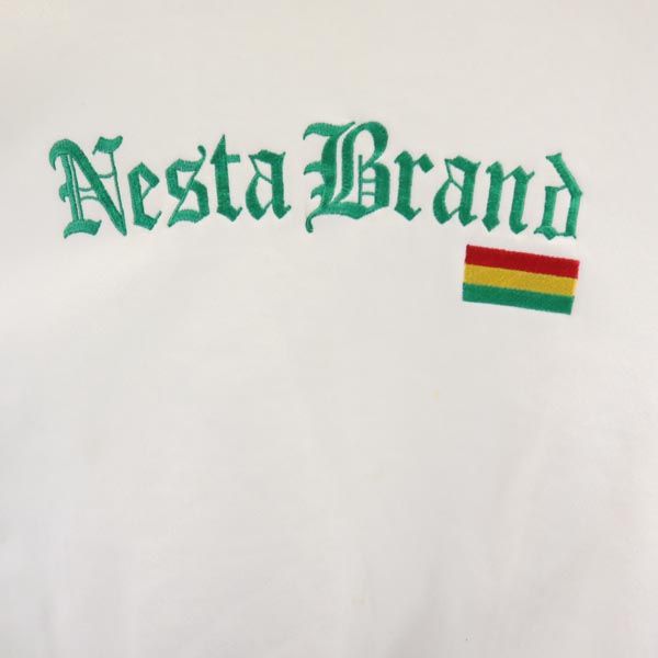 NESTA ネスタ USA製 ロゴ刺繍 長袖 スウェット トレーナー L ホワイト 裏起毛 メンズ