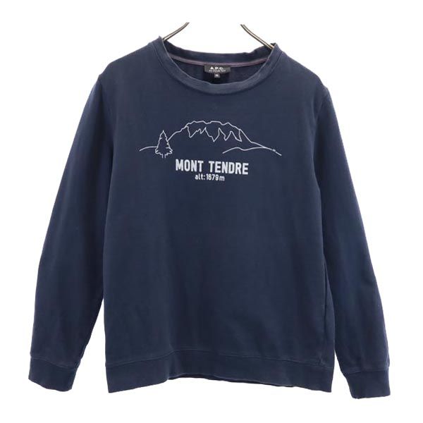 A.P.C. アーペーセー プリント スウェット トレーナー XS ネイビー メンズ