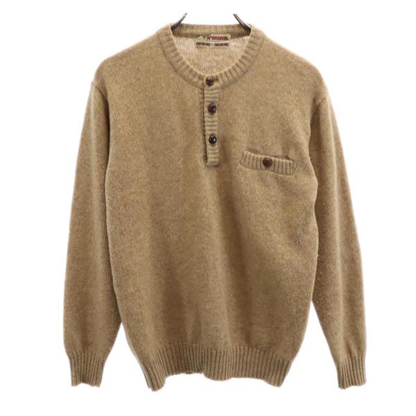 McGregor マクレガー ウールブレンド 長袖 セーター ニット M ブラウン バスケットボタン メンズ