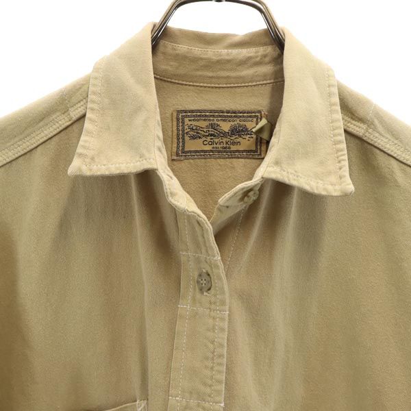 Calvin klein カルバンクライン 長袖 ワークシャツ S ベージュ レディース