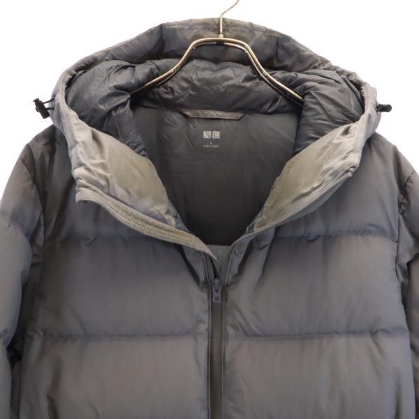 UNIQLO ユニクロ シームレス ダウンジャケット L グレー系 フード メンズ