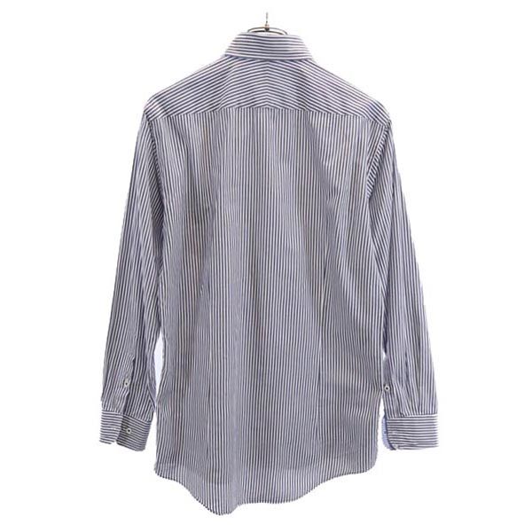 BURBERRY BLACK LABEL バーバリーブラックレーベル 三陽商会 日本製 ストライプ 長袖 ボタンダウンシャツ 40 ブルー系 メンズ