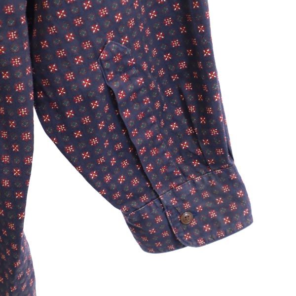 CHAPS RALPH LAUREN チャップスラルフローレン 総柄 長袖 ボタンダウンシャツ L ネイビー系 メンズ