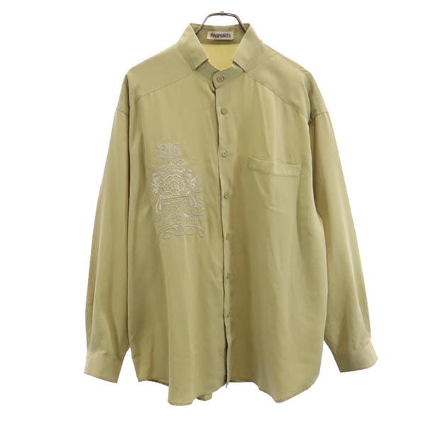 PIA SPORTS ピアスポーツ 日本製 刺繍 長袖 シャツ 4 イエロー系 メンズ