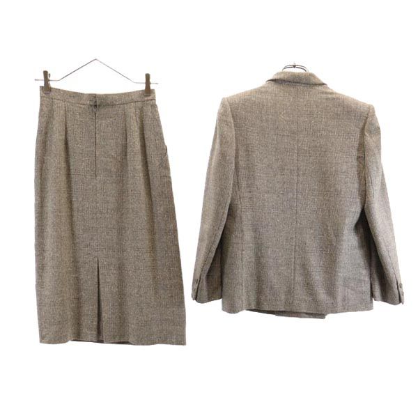 DAKS ダックス ウールブレンド スカートスーツ 上下 セットアップ 7AB2/63-90 ブラウン系 テーラードジャケット レディース