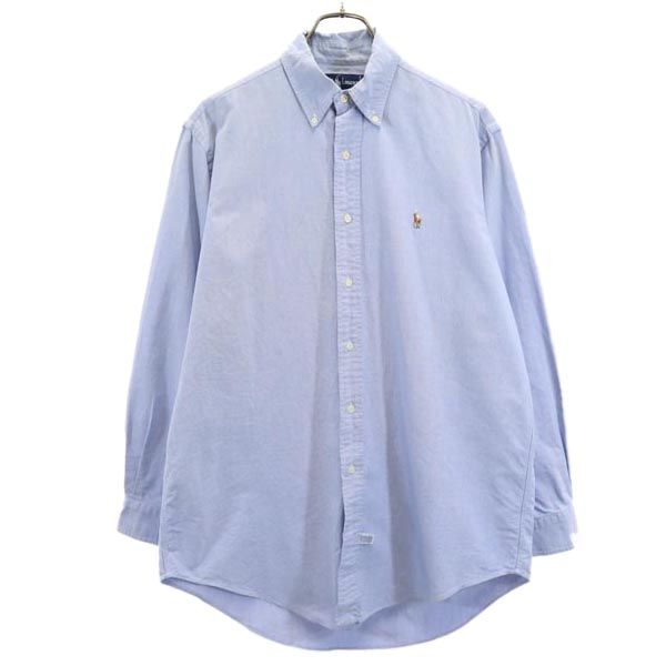 ラルフローレン 長袖 ボタンダウンシャツ 15.5/33 ブルー系 RALPH LAUREN ロゴ刺繍 メンズ