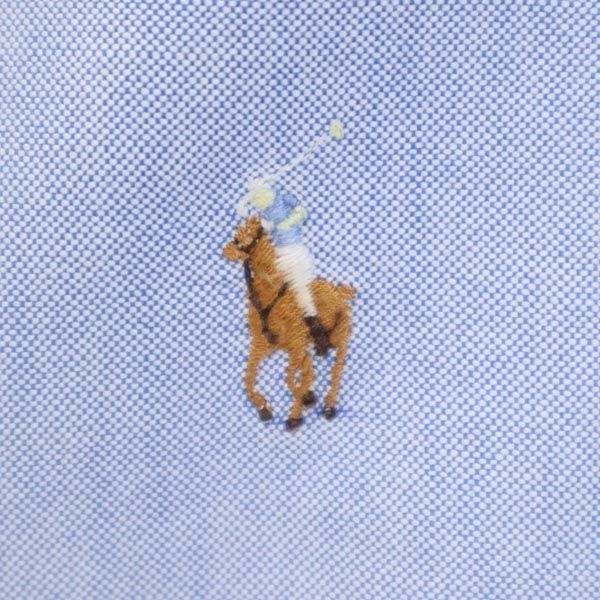 ラルフローレン 長袖 ボタンダウンシャツ 15.5/33 ブルー系 RALPH LAUREN ロゴ刺繍 メンズ
