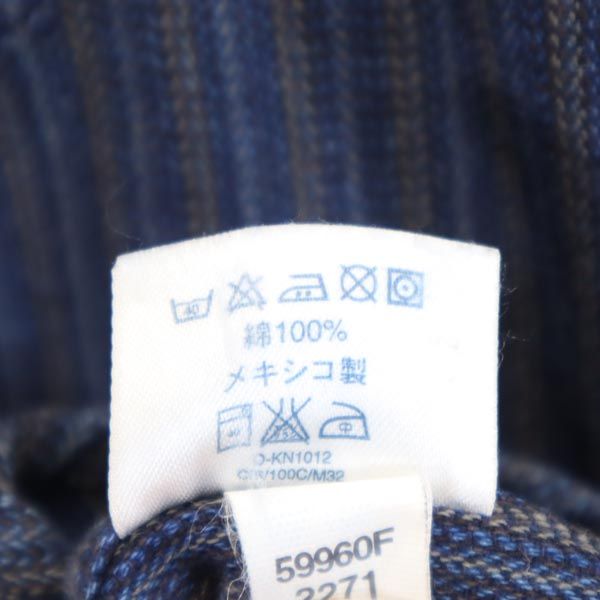 LANDS' END ランズエンド ストライプ 長袖 ボタンダウンシャツ M15-15.5 ネイビー系 メンズ