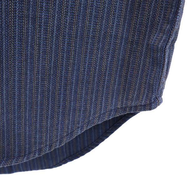 LANDS' END ランズエンド ストライプ 長袖 ボタンダウンシャツ M15-15.5 ネイビー系 メンズ