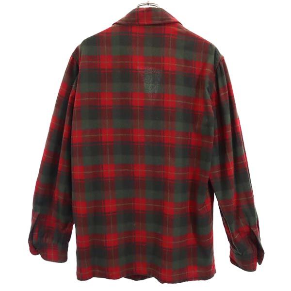 PENDLETON ペンドルトン 60s 70s ヴィンテージ チェック 長袖 ウールジャケット M レッド系 メンズ