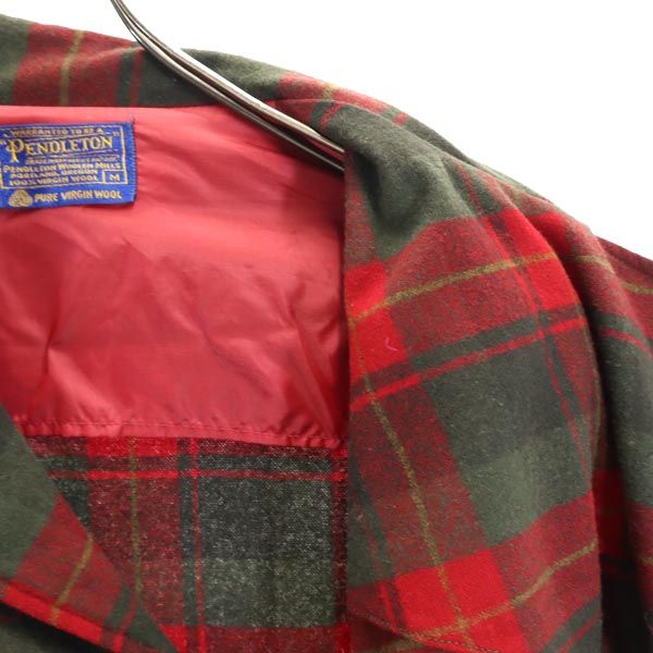 PENDLETON ペンドルトン 60s 70s ヴィンテージ チェック 長袖 ウールジャケット M レッド系 メンズ