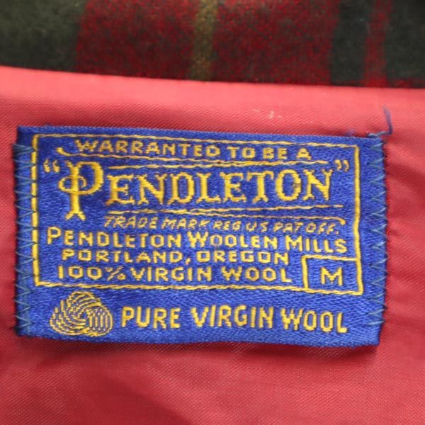 PENDLETON ペンドルトン 60s 70s ヴィンテージ チェック 長袖 ウールジャケット M レッド系 メンズ