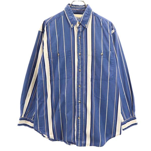BASIC EDITIONS ベーシックエディションズ ストライプ 長袖 ボタンダウンシャツ M ブルー系 メンズ