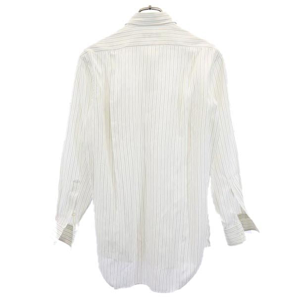 CELINE セリーヌ ストライプ 長袖 シャツ ホワイト系 ロゴ刺繍 メンズ