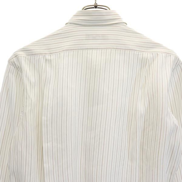 CELINE セリーヌ ストライプ 長袖 シャツ ホワイト系 ロゴ刺繍 メンズ