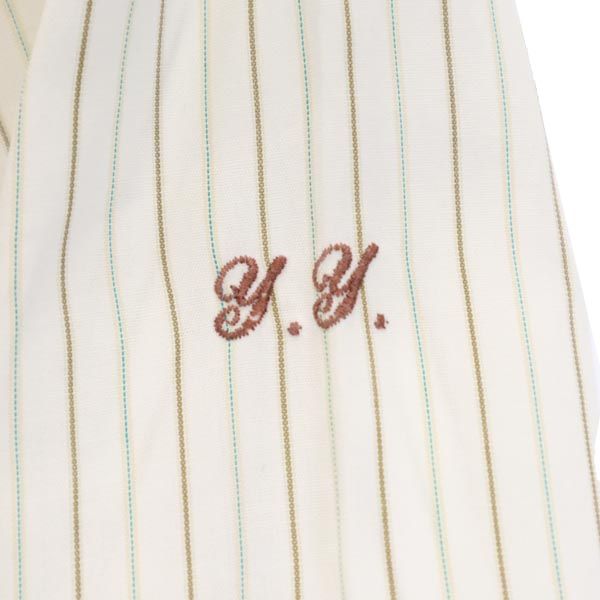 CELINE セリーヌ ストライプ 長袖 シャツ ホワイト系 ロゴ刺繍 メンズ