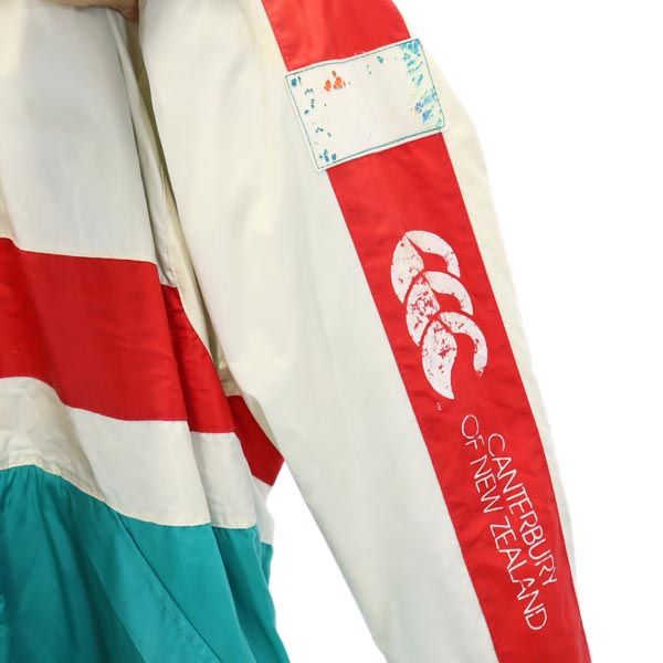 CANTERBURY OF NEW ZEALAND カンタベリー 裏フリース ナイロンジャケット L ホワイト系 ロゴ メンズ