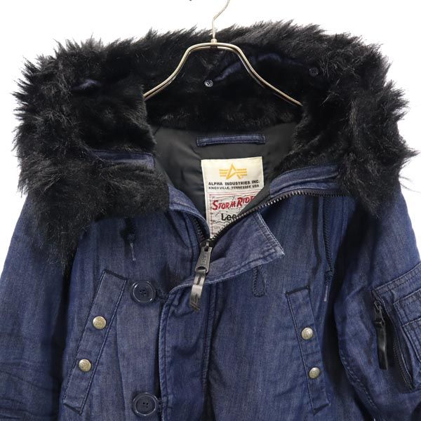 ALPHA INDUSTRIES INC アルファインダストリーズ 中綿 デニム フライトジャケット S ファー フード メンズ