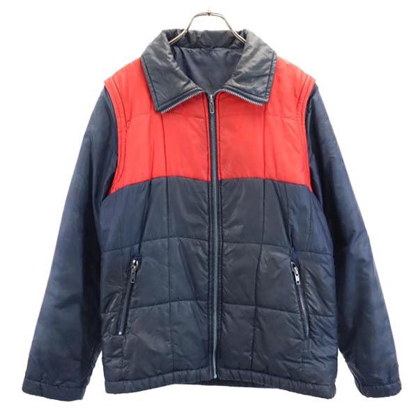 イタリア製 2way 中綿ジャケット 46 ネイビー×レッド ベスト メンズ