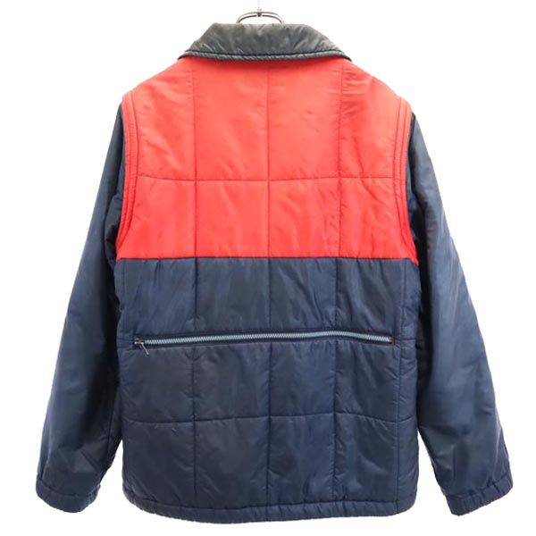 イタリア製 2way 中綿ジャケット 46 ネイビー×レッド ベスト メンズ