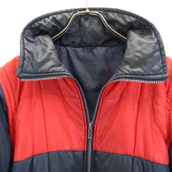 イタリア製 2way 中綿ジャケット 46 ネイビー×レッド ベスト メンズ