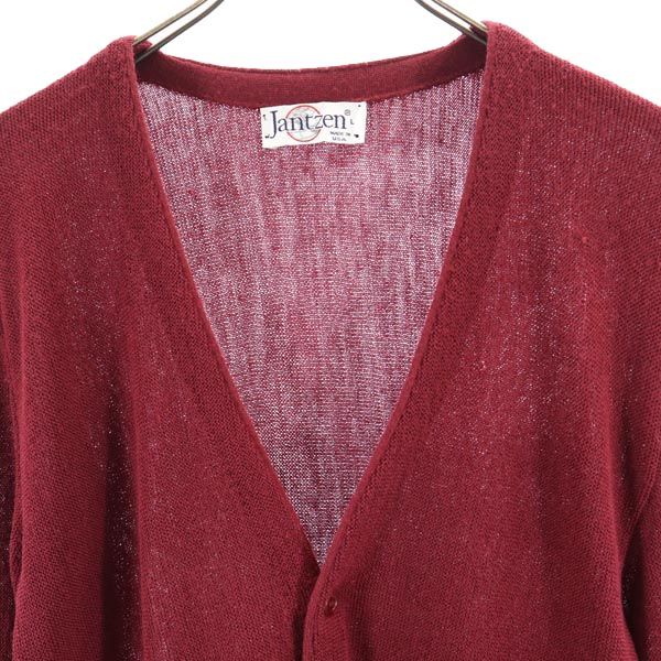 Jantzen ジャンセン 70s 80s USA製 ヴィンテージ 長袖 ニット カーディガン L レッド メンズ