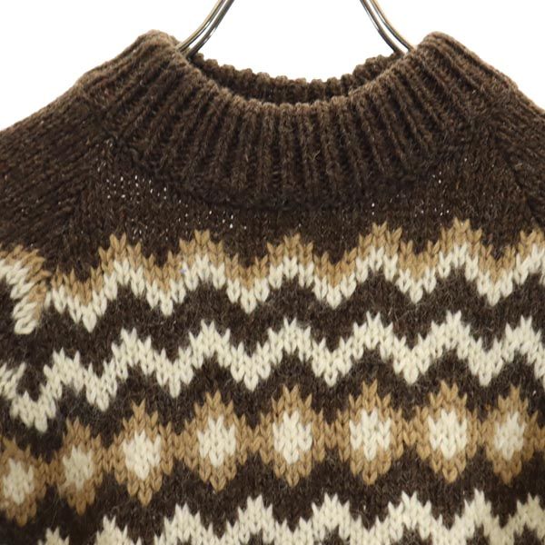 OLD オールド 90s ウール 長袖 ニット ベージュ系 ハイネック セーター レディース