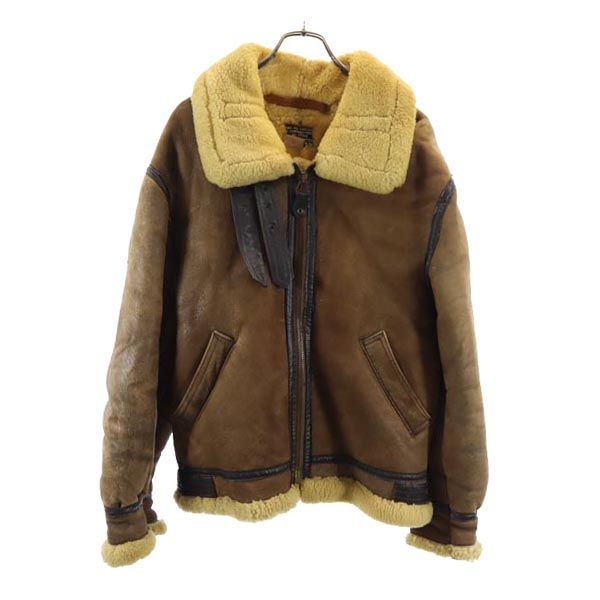 アヴィレックス USA製 B-3 長袖 シープスキン フライトジャケット 40 ブラウン系 AVIREX ムートン US ARMY メンズ