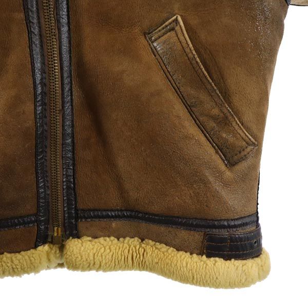 アヴィレックス USA製 B-3 長袖 シープスキン フライトジャケット 40 ブラウン系 AVIREX ムートン US ARMY メンズ