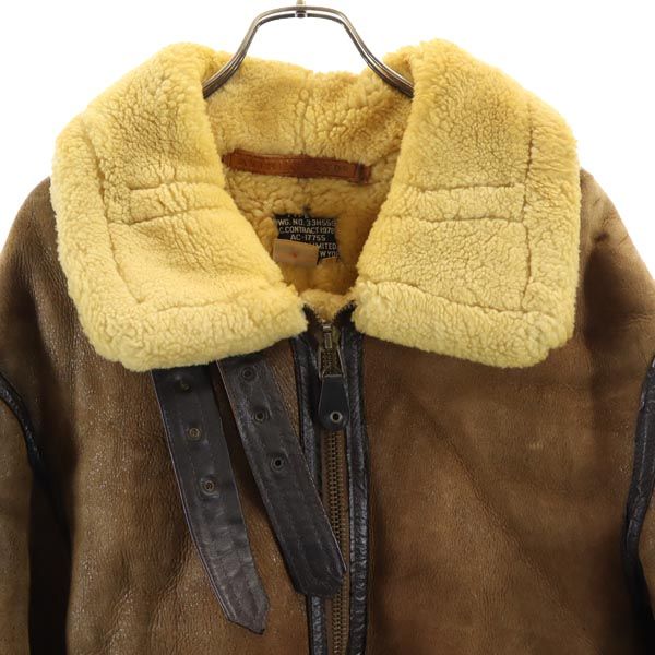 アヴィレックス USA製 B-3 長袖 シープスキン フライトジャケット 40 ブラウン系 AVIREX ムートン US ARMY メンズ