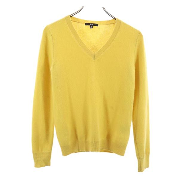 UNIQLO ユニクロ カシミヤ100% 長袖 Vネック ニット XS イエロー セーター レディース