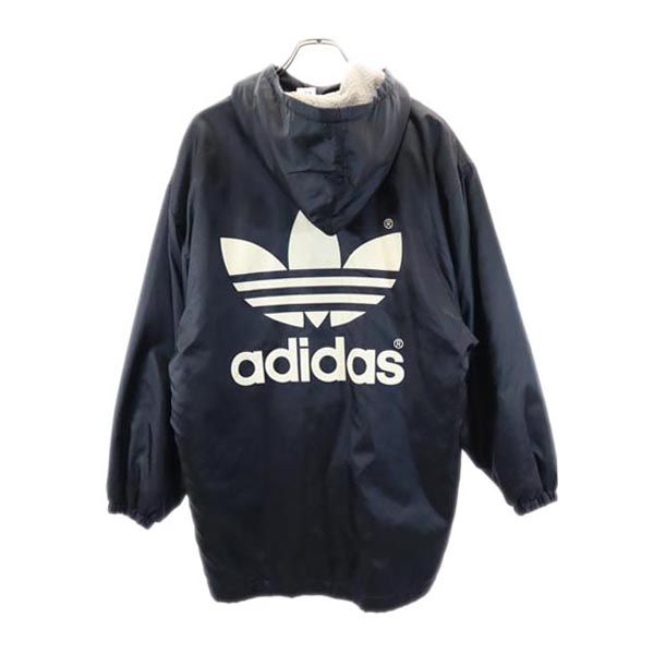 adidas アディダス 80s デサント製 ヴィンテージ バックトレフォイルロゴ 中綿コート 160 ブラック 裏ボア キッズ